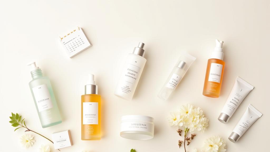 Pakej langganan produk Bunga Ayu Botanicals yang tersusun rapi dengan daun hijau dan notis 'Flexi-Langganan'