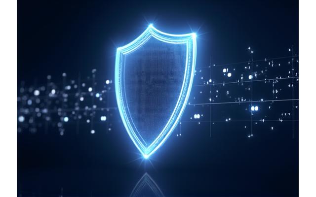 Perisai digital melambangkan perlindungan siber dan keselamatan data